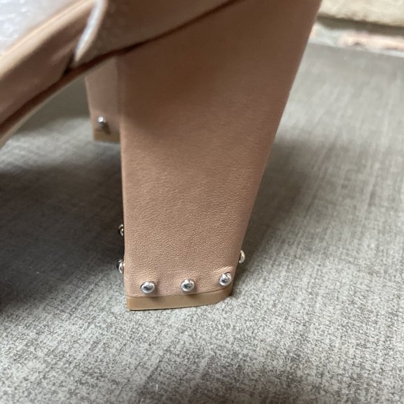 belle by sigerson morrison High Heel Tan Studded Leather Cage Sandals Nib 8 - Picture 5 of 15